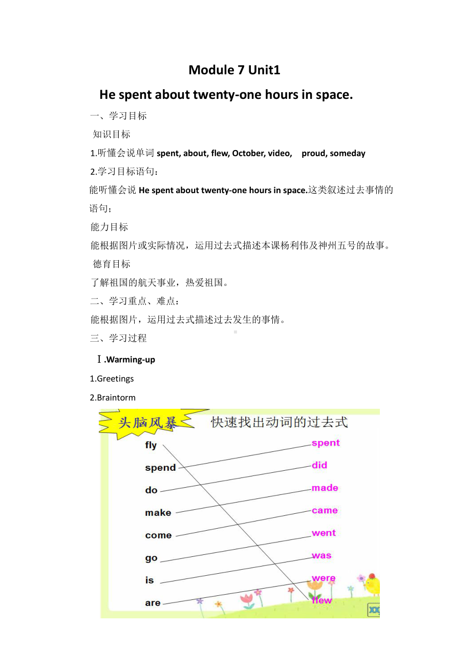 外研版（三起）六年级下册Module 7-Unit 1 He spent about twenty-one hours in space.-教案、教学设计--(配套课件编号：206b4).docx_第1页