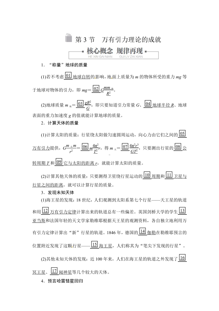 （2021新人教版）高中物理必修第二册第七章第3节 万有引力理论的成果同步测评.doc_第1页