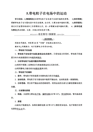 （2021新人教版）高中物理必修第三册第10章 5带电粒子在电场中的运动复习讲义.doc