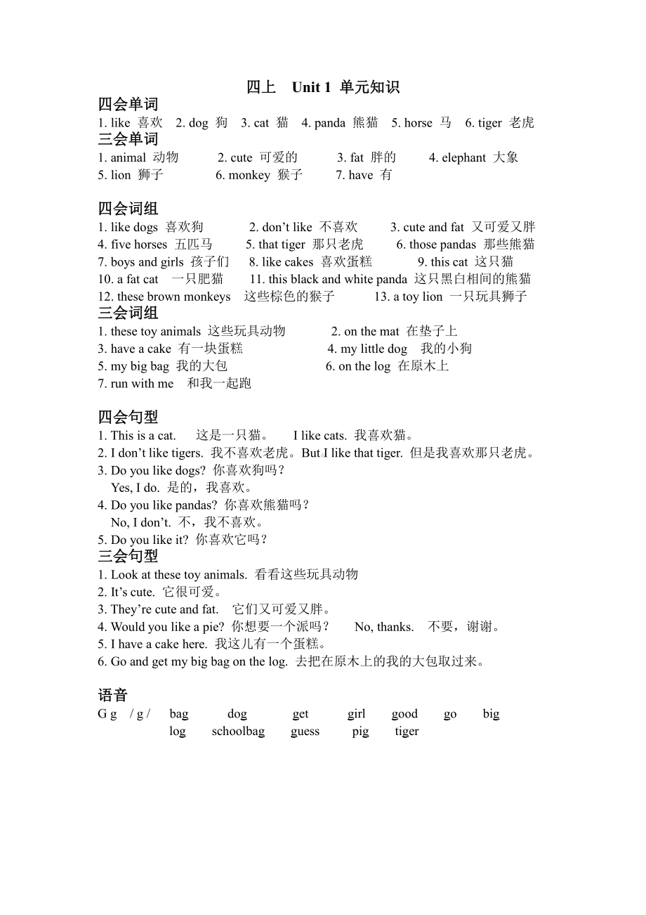 译林英语四年级上册1到4单元知识点.docx_第1页