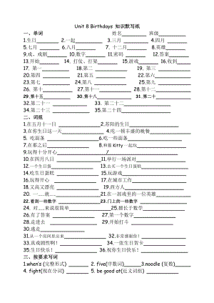 译林版五上英语Unit 8 Birthdays ֪ʶĬдֽ.doc