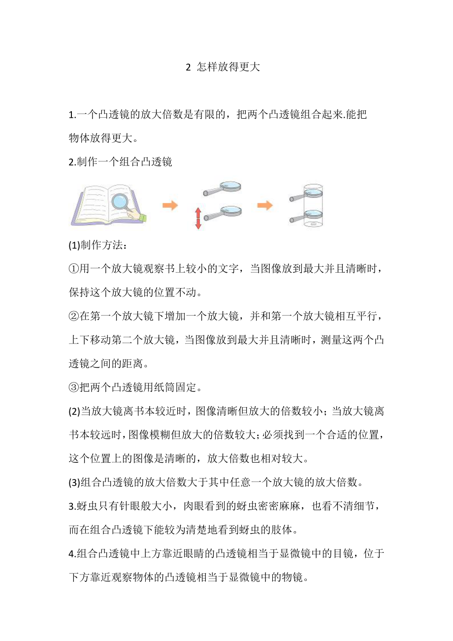 2021新教科版六年级上册科学2 怎样放得更大 知识点总结.doc_第1页