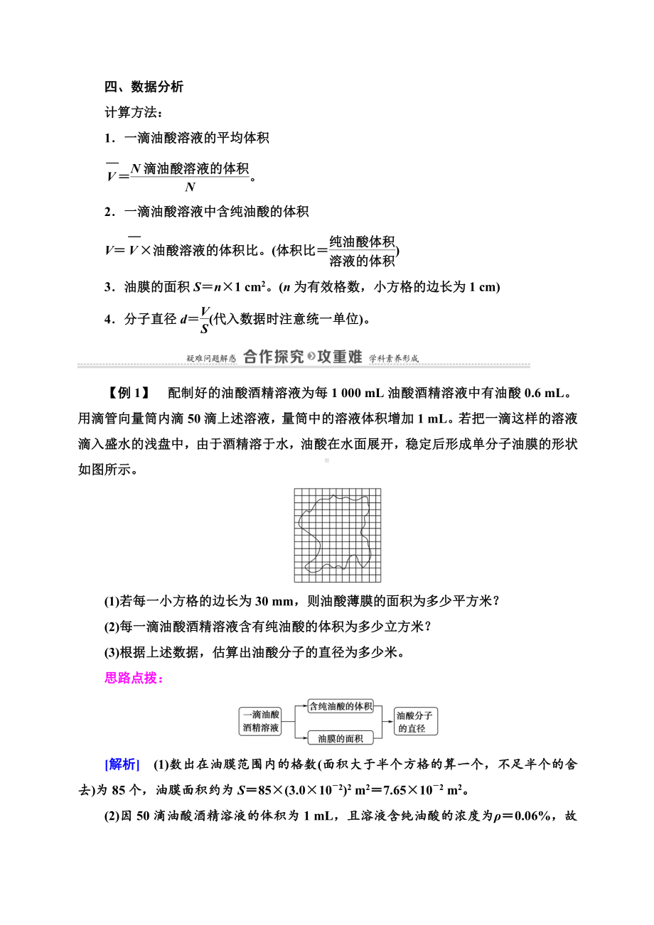 （2021新人教版）高中物理选择性必修第三册第1章 2.实验：用油膜法估测油酸分子的大小讲义.doc_第2页