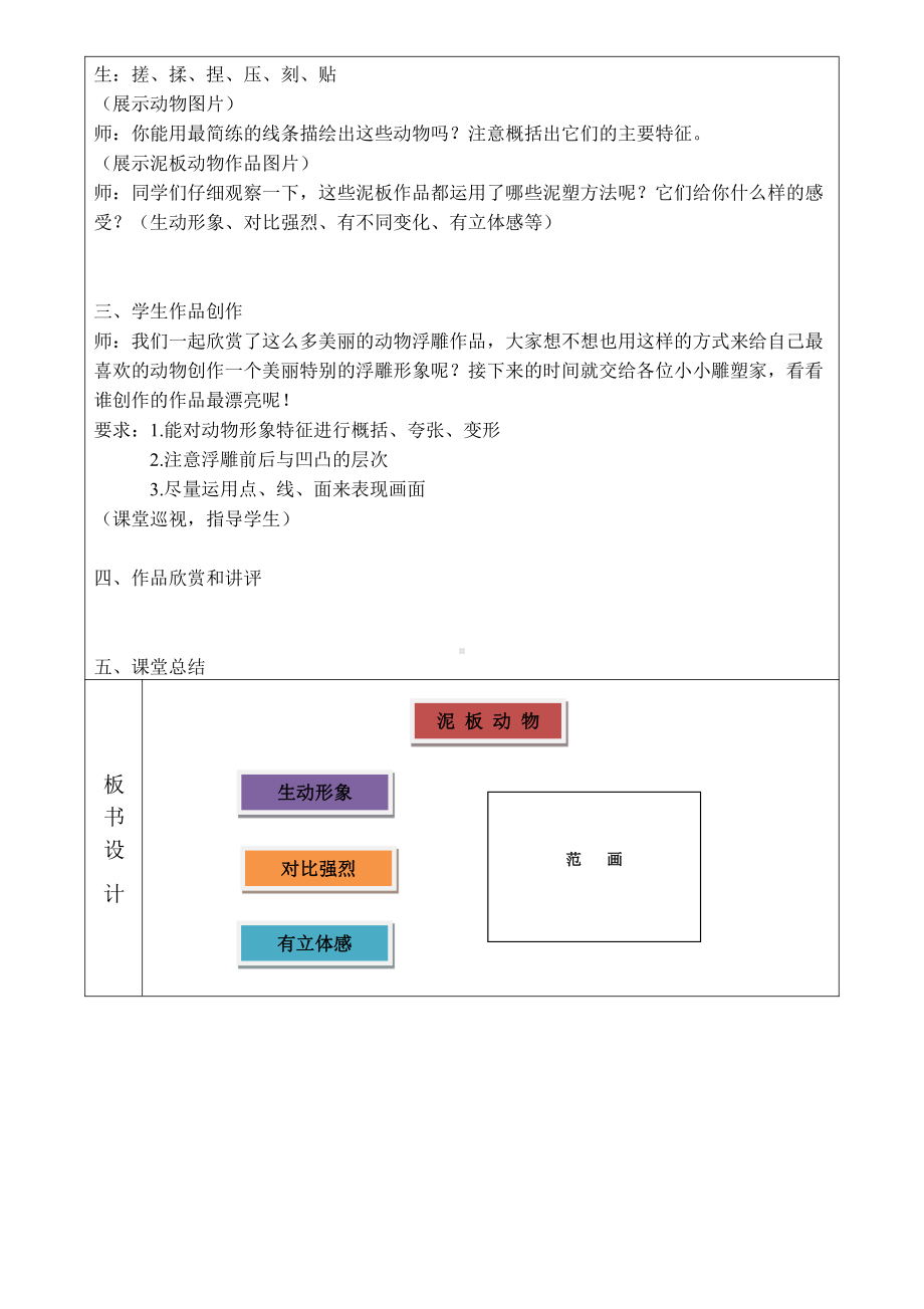 岭南版四年级上册《美术》4 泥板动物 教案.doc_第2页