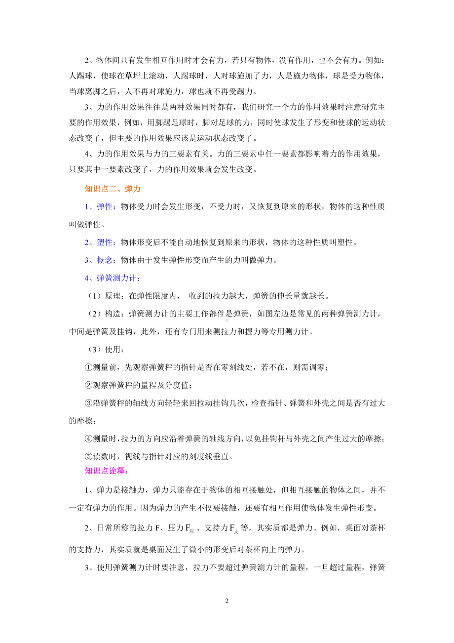 2022年新苏科版物理八下复习讲义：第八章 力 复习（学生版+解析版）.docx_第2页