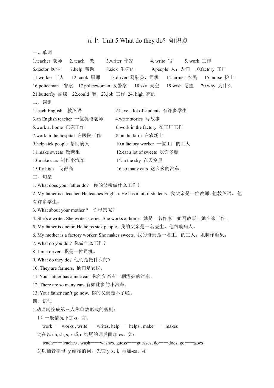 译林版五上英语 Unit 5 知识点.doc_第1页