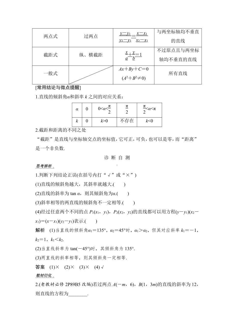 （2022高考数学一轮复习(步步高)）第1节 直线的方程.doc_第2页