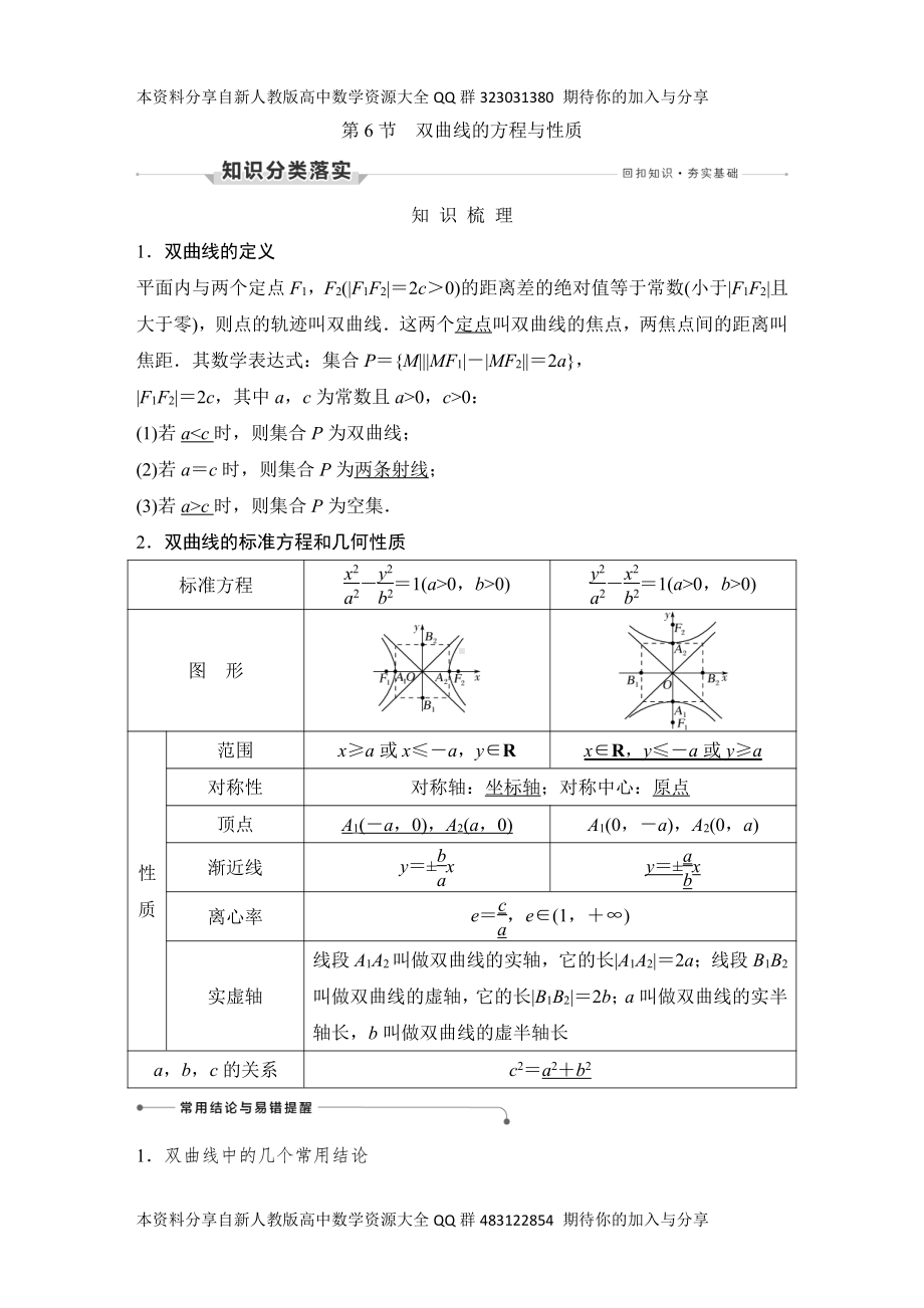 （2022高考数学一轮复习(创新设计)）第6节　双曲线的方程与性质.DOCX_第1页