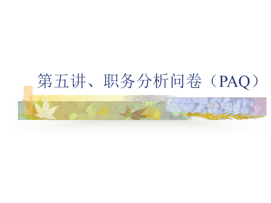 工作分析：第五讲、职务分析问卷（PAQ.ppt_第1页