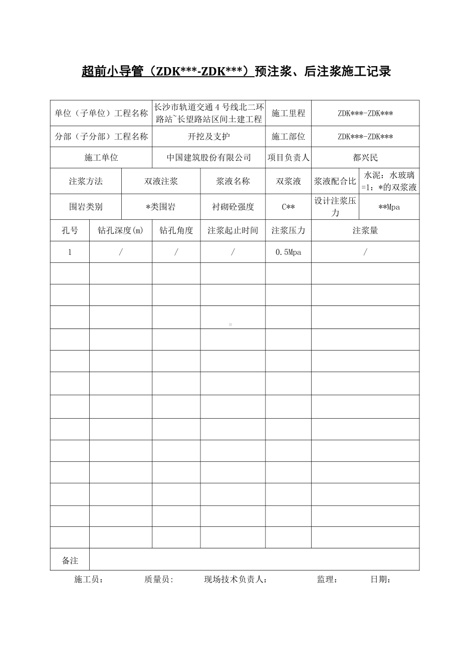 7预注浆、后注浆施工记录.doc_第1页