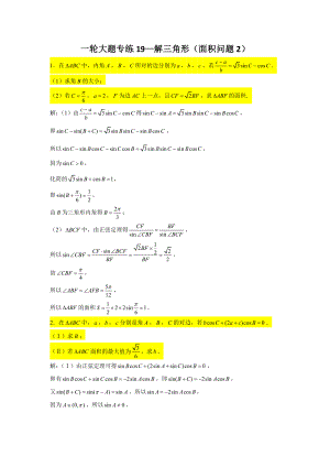 一轮大题专练19—解三角形（面积问题2）-2022届高三数学一轮复习.doc