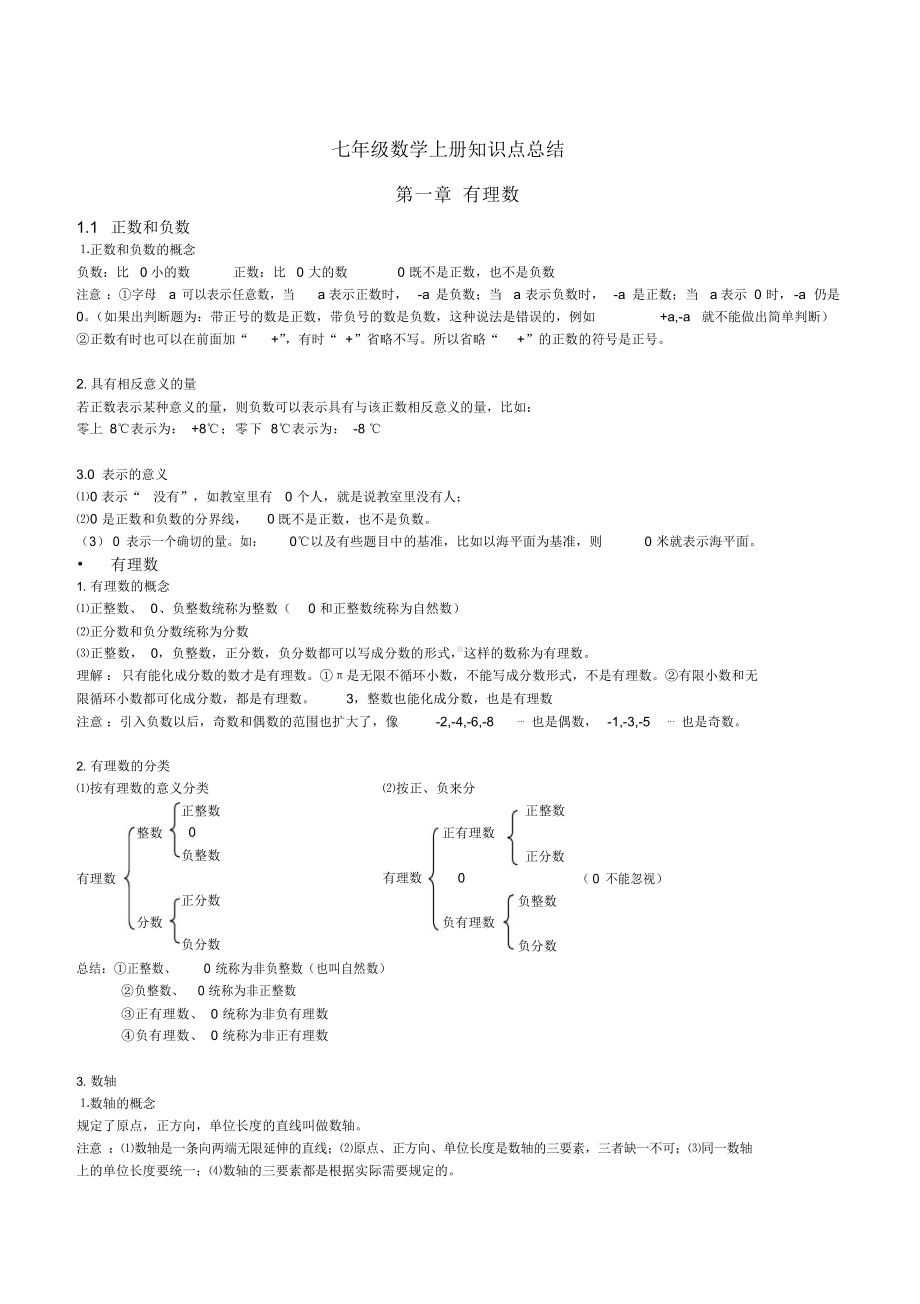 人教版七年级上册数学知识点总结归纳-七上重点数学知识.doc_第1页