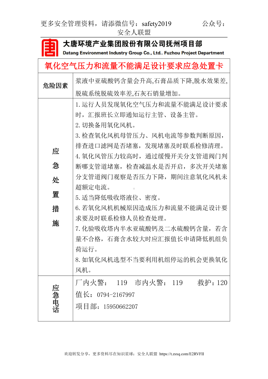 15氧化空气压力和流量不能满足设计要求应急处置卡.doc_第1页