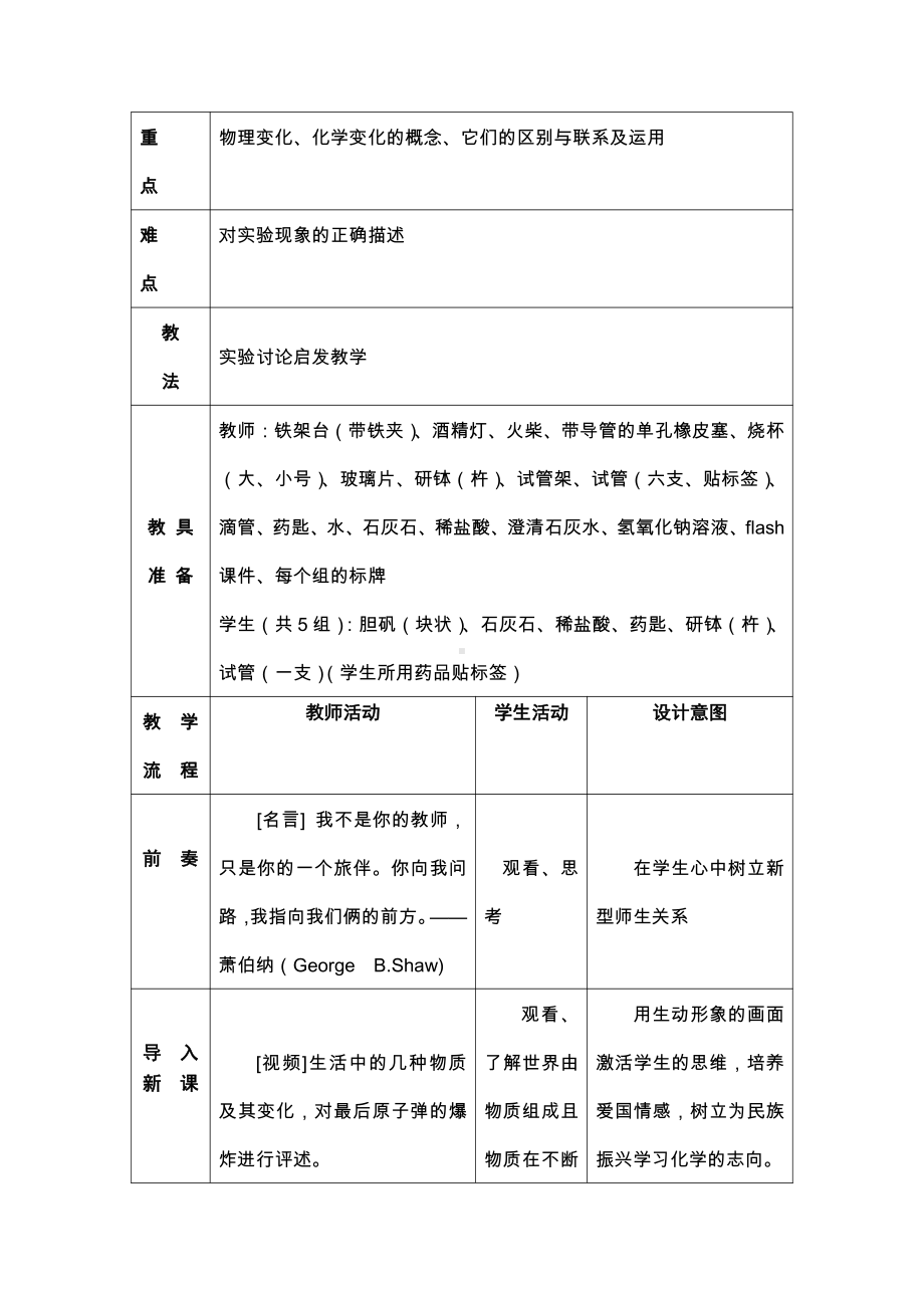 1.1物质的变化与性质（教案）2021-2022学年九年级化学人教版上册(2).docx_第2页