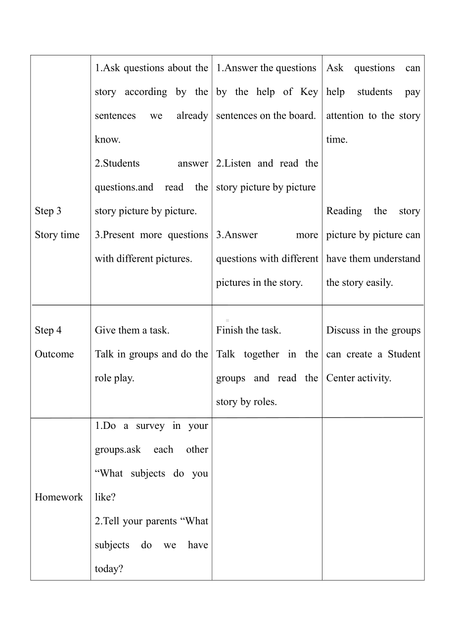 北师大版（三起）四上Unit 5 At school-lesson 1 What subjects do you have -教案、教学设计--(配套课件编号：70273).doc_第3页