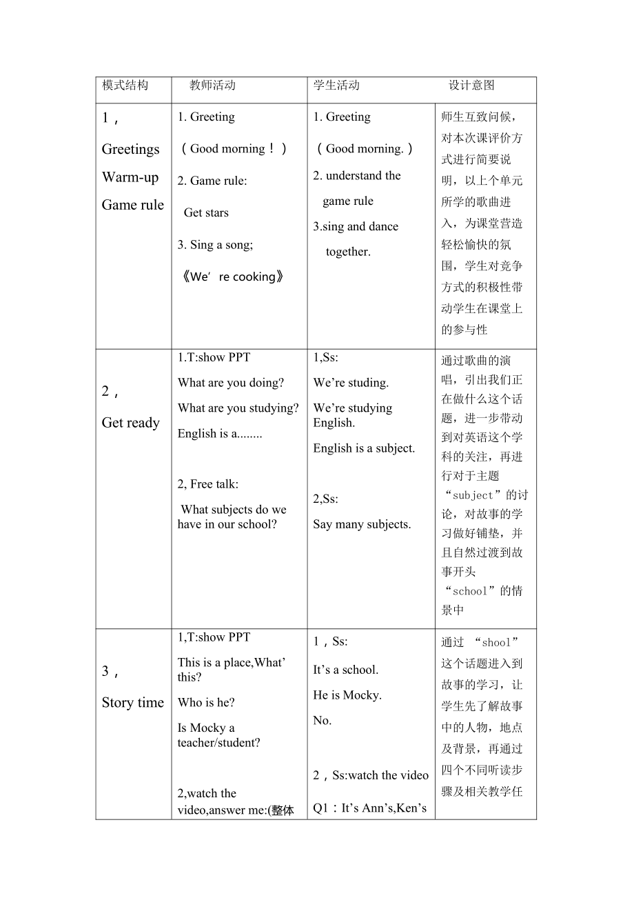 北师大版（三起）四上Unit 5 At school-lesson 1 What subjects do you have -教案、教学设计--(配套课件编号：b46fa).doc_第2页