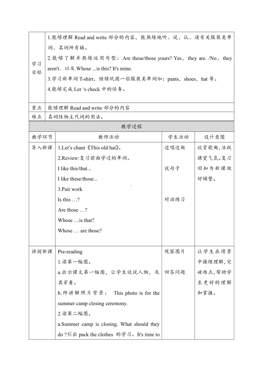 北师大版（三起）五上Unit 3 Clothes-Lesson 2 Let's Practice.-教案、教学设计--(配套课件编号：d04e2).doc_第1页