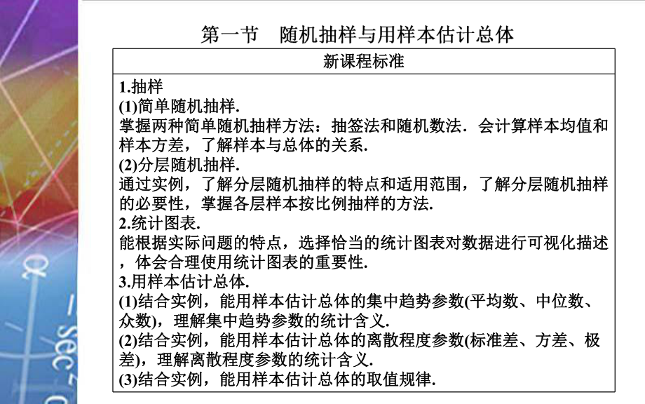 2022届《金版学案》高考数学总复习 第一节 随机抽样与用样本估计总体.ppt_第2页