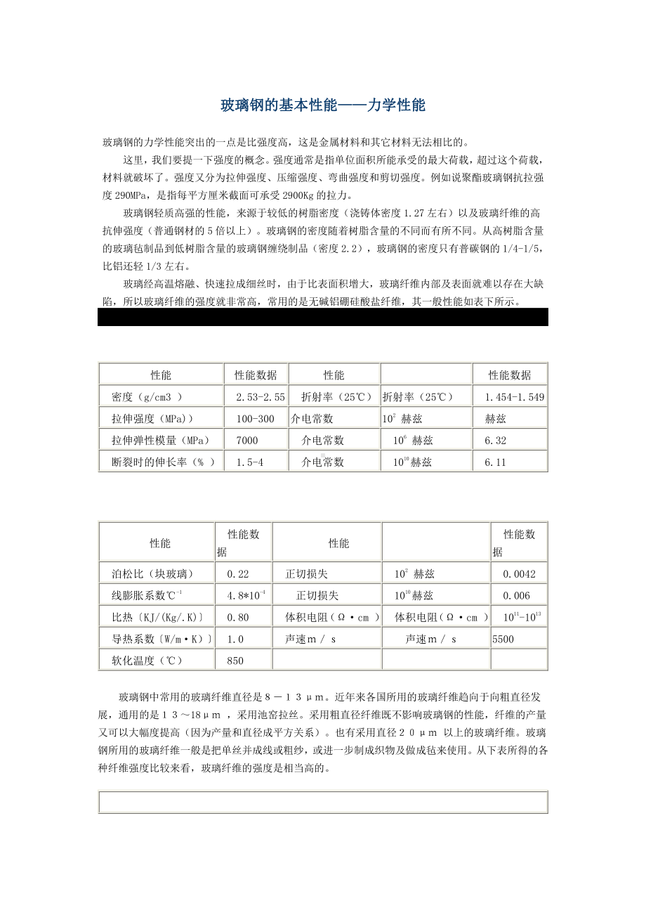 玻璃钢的基本性能.docx_第1页