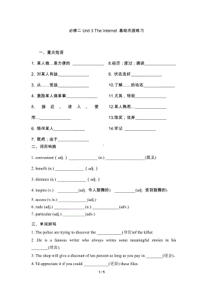 （2021新人教版）高中英语必修第二册Unit 3 The Internet 基础巩固练习含答案.docx