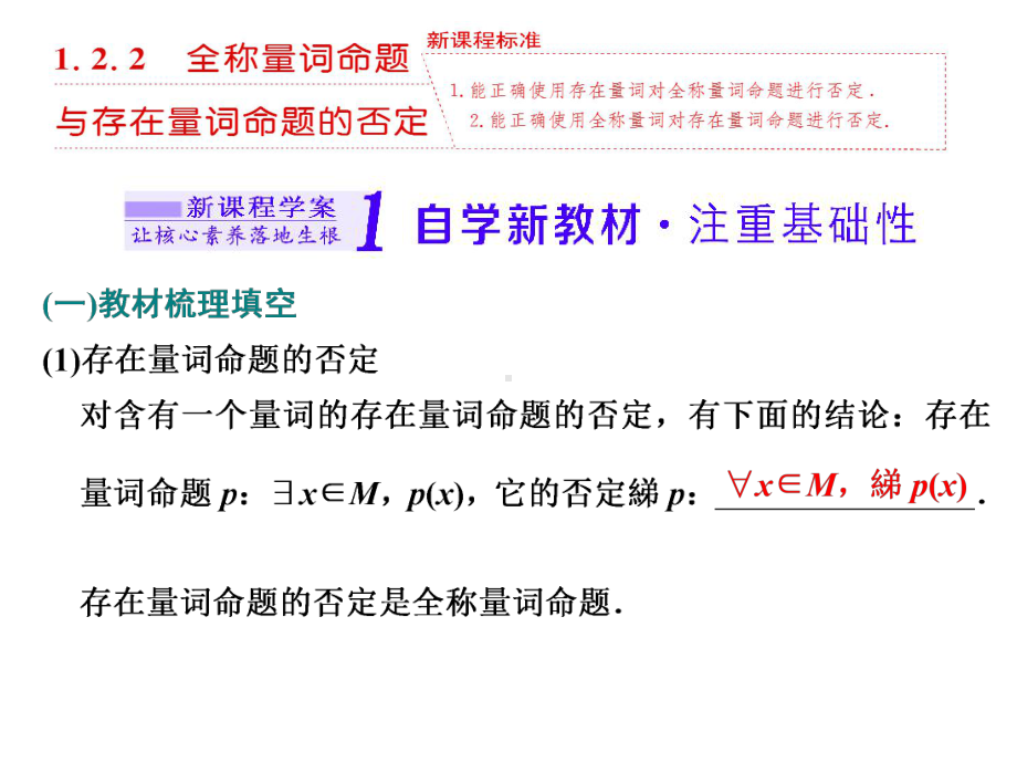 1．2.2　全称量词命题与存在量词命题的否定.ppt_第1页