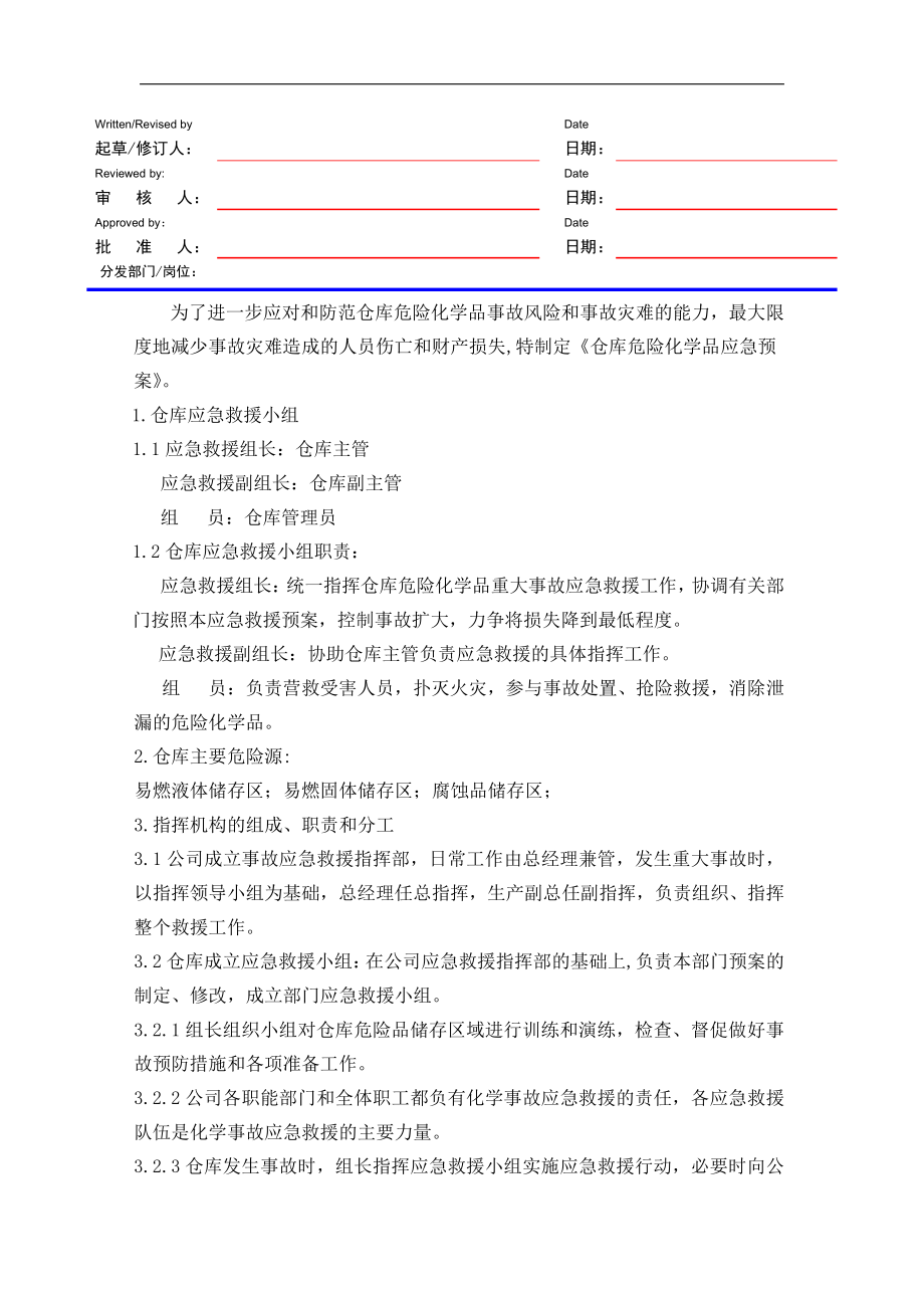 仓库危险化学品应急预案(1).doc_第1页