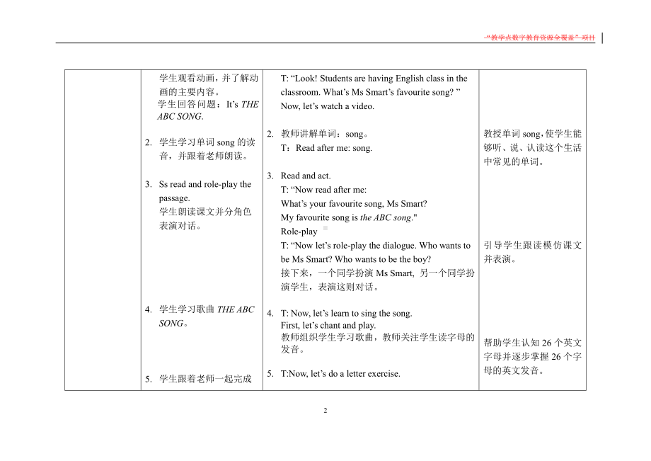 外研版（三起）三年级下册Module 1-Unit 1 It's the ABC song.-教案、教学设计--(配套课件编号：90539).doc_第2页