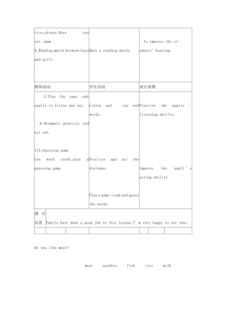 外研版（三起）三年级下册Module 4-Unit 2 Does Lingling like oranges -教案、教学设计--(配套课件编号：50969).doc_第2页