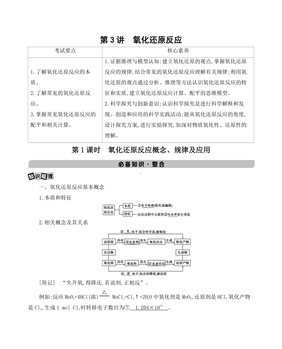 《3年高考2年模拟》2022课标版高中化学一轮复习 第1课时　氧化还原反应概念、规律及应用.docx_第1页