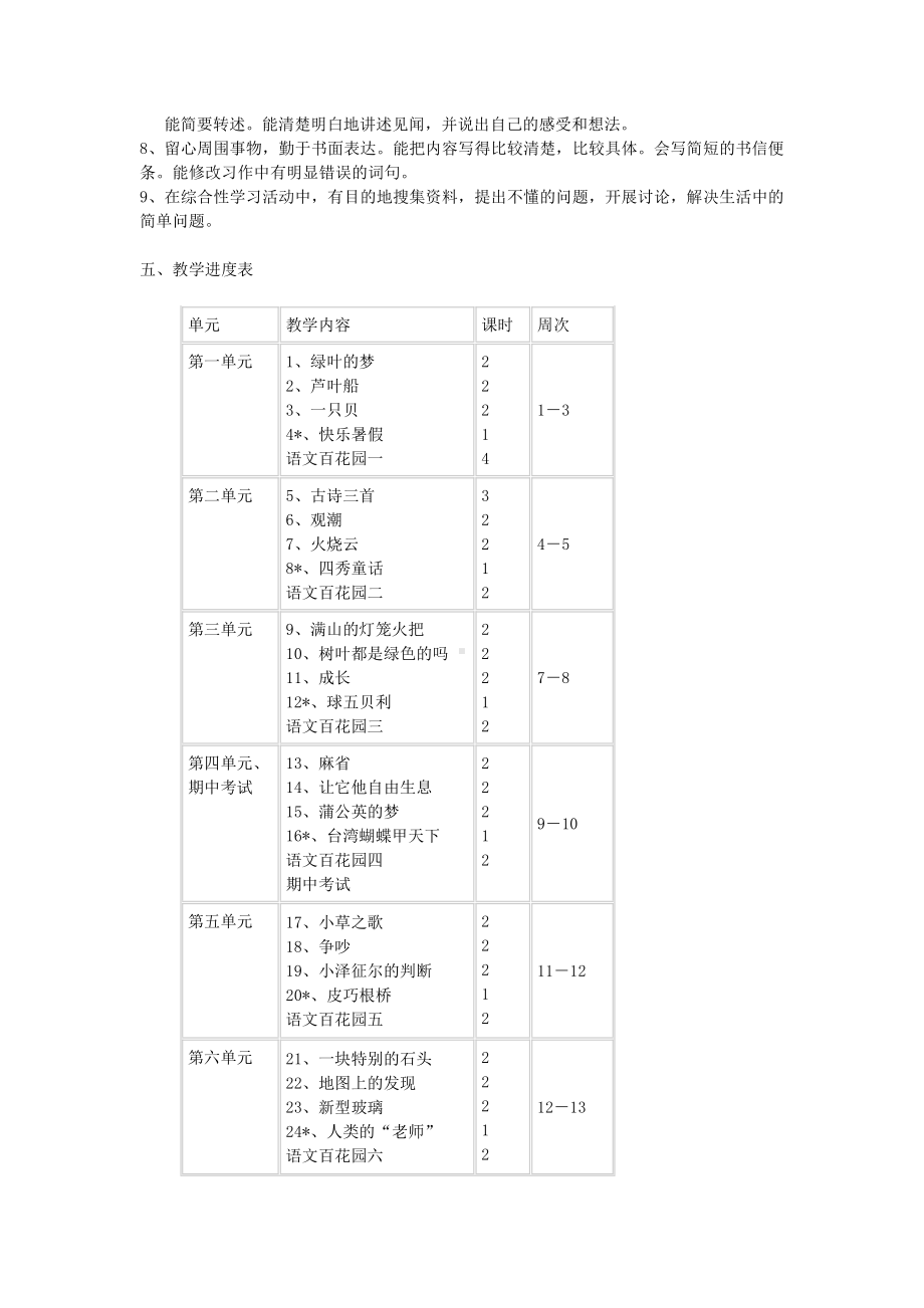 S版四年级语文上册-教学计划.doc_第2页