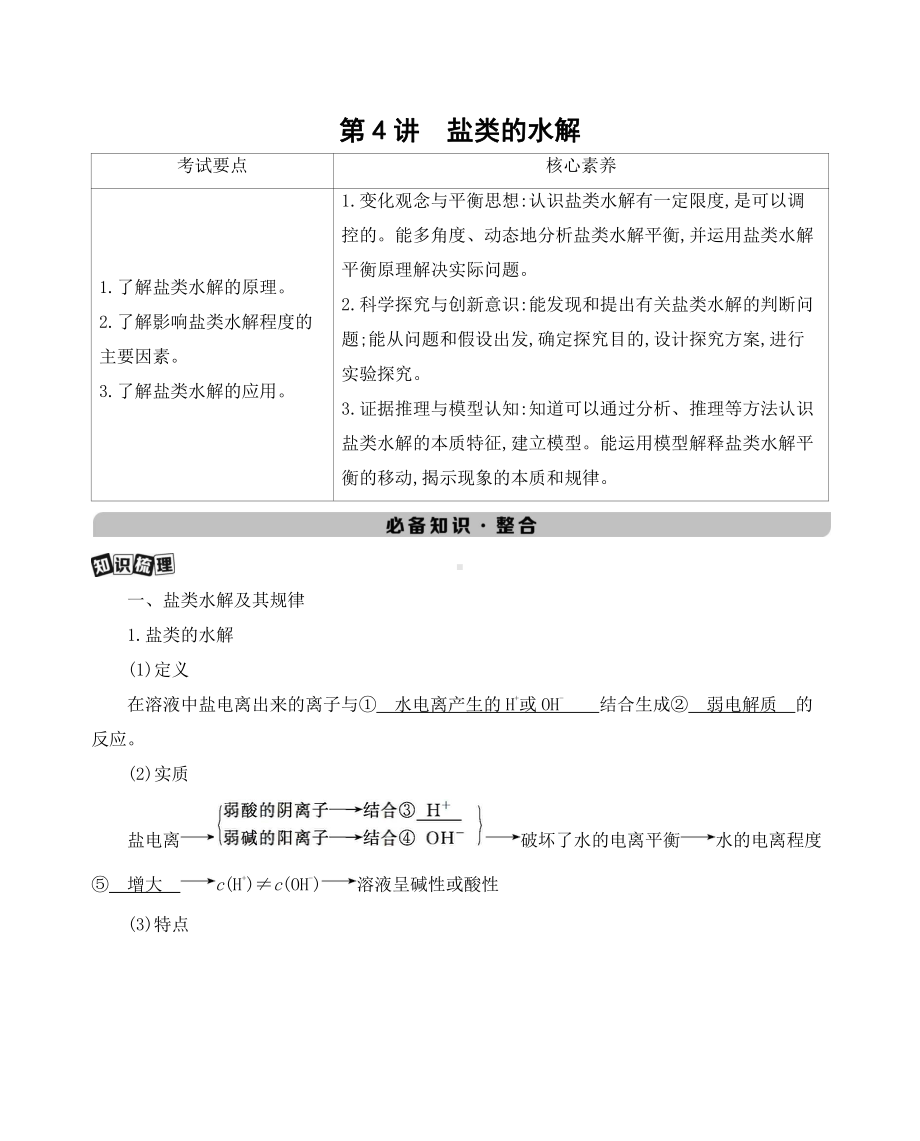 《3年高考2年模拟》2022课标版高中化学一轮复习 第4讲　盐类的水解.docx_第1页