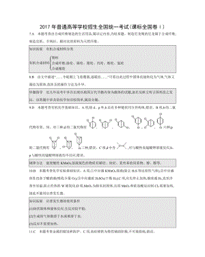 2017年普通高等学校招生全国统一考试（答案）.docx