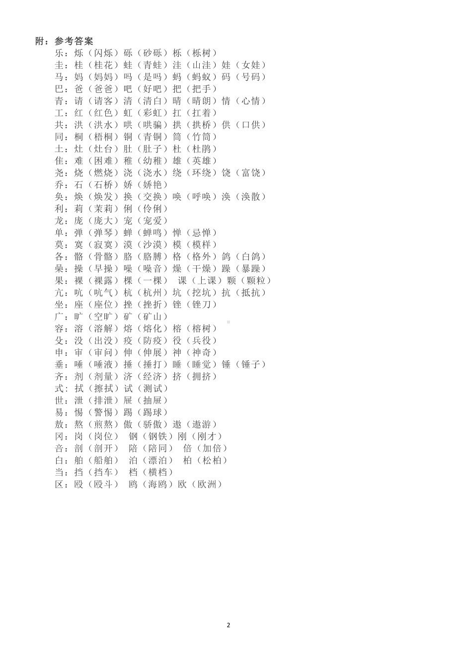 小学语文部编版四年级上册《加偏旁变新字组词》专项练习（附参考答案）2.doc_第2页