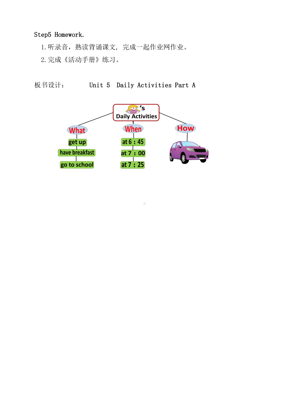 闽教版四年级上册Unit 5 Daily Activities-Part A-教案、教学设计-公开课-(配套课件编号：70313).doc_第3页