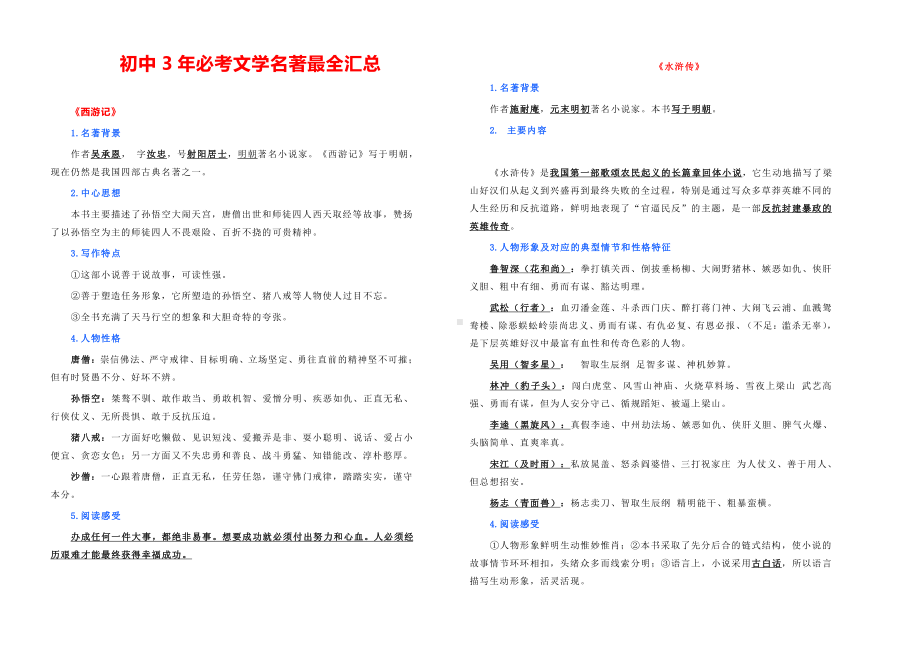 初中3年必考文学名著最全汇总.docx_第1页