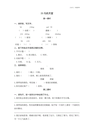 统编小学语文五年级上课课练 23鸟的天堂.docx