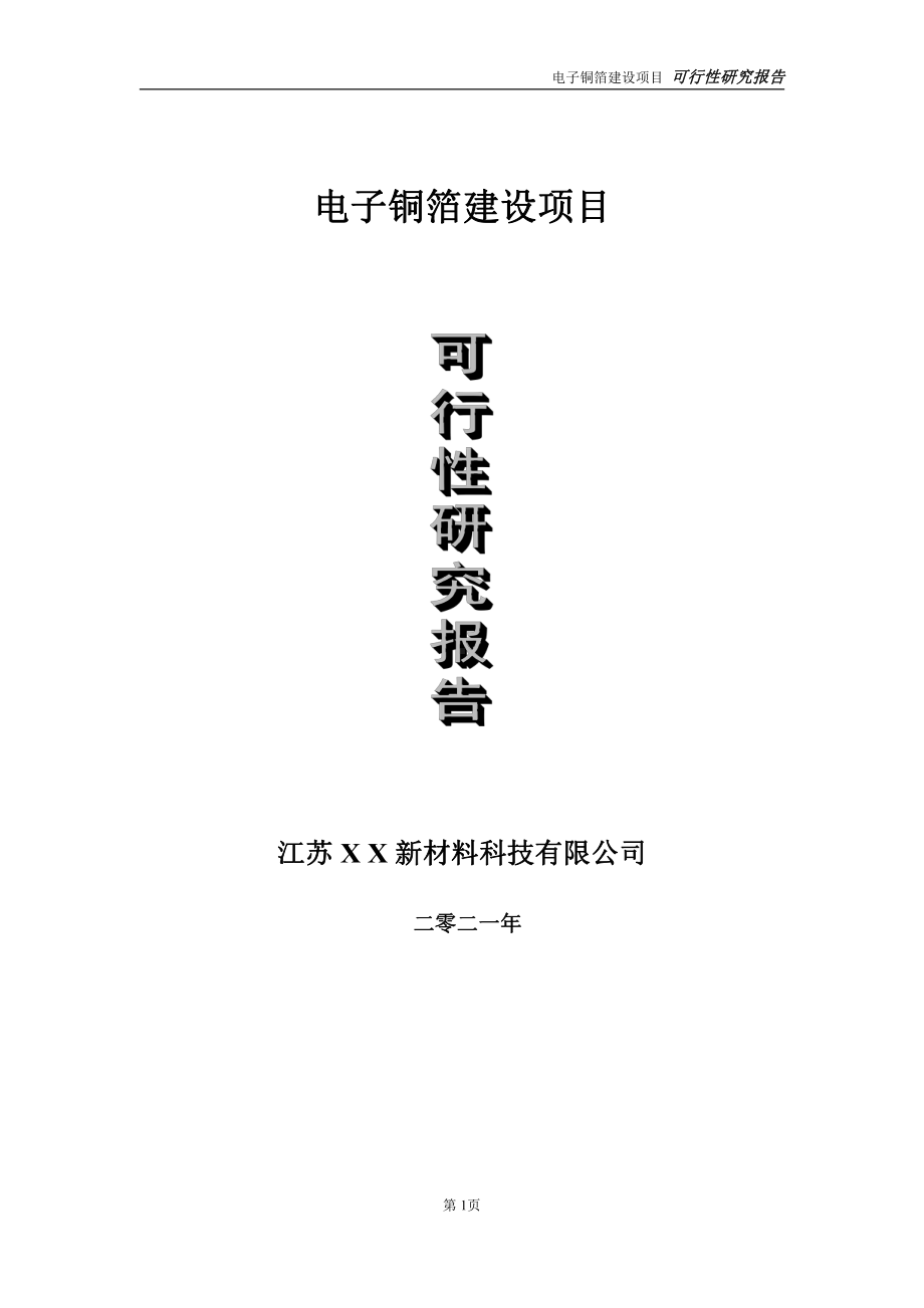 电子铜箔建设项目可行性研究报告-立项方案.doc_第1页