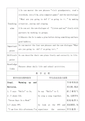 辽宁师大版六年级上册Unit 7 What are you going to do -教案、教学设计-市级优课-(配套课件编号：c12ed).doc