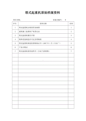 塔吊项目动力部资料总目录（2012年）.doc