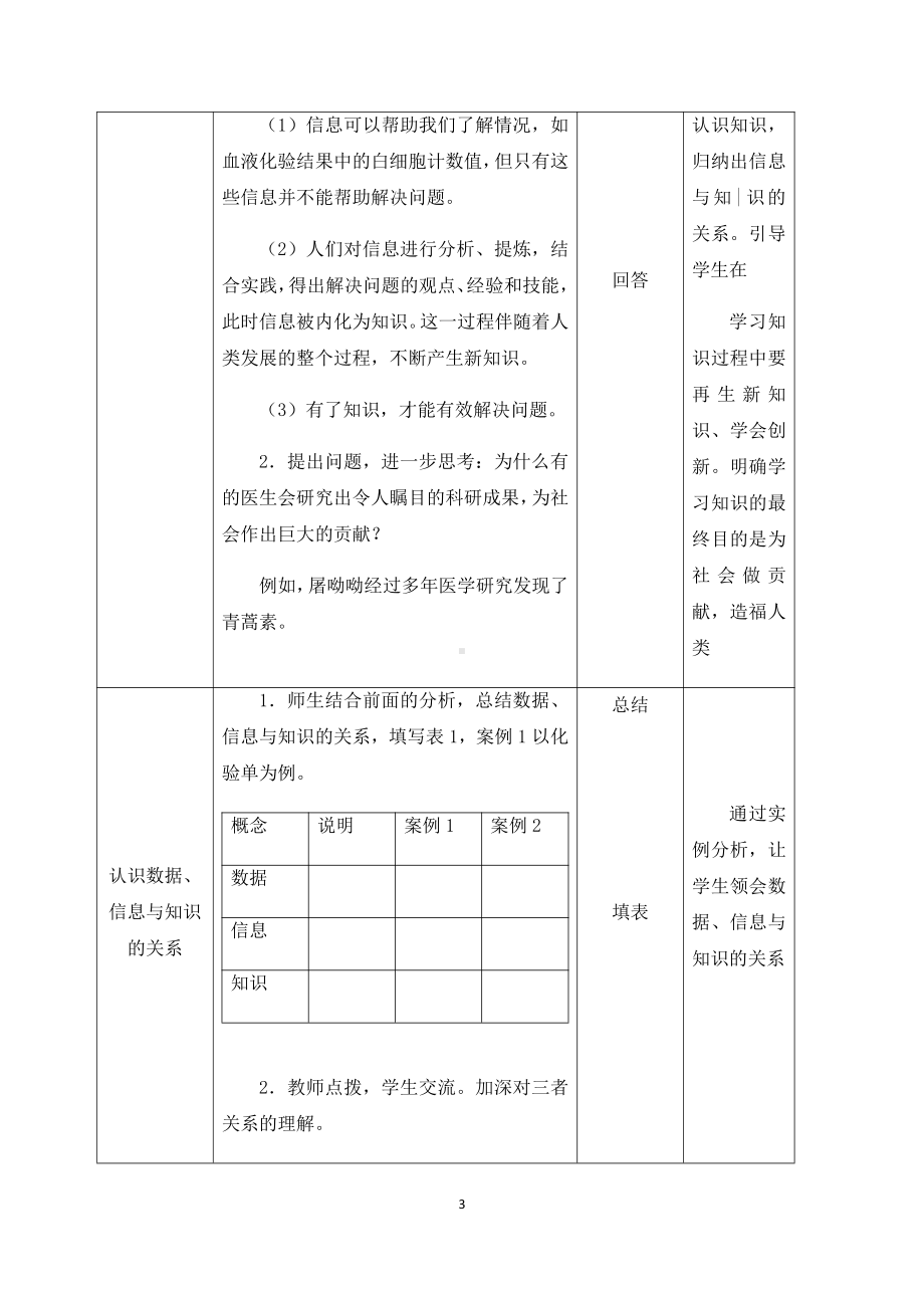 （2021新人教中图版）高中信息技术必修一 1.1数据、信息与知识教案.docx_第3页