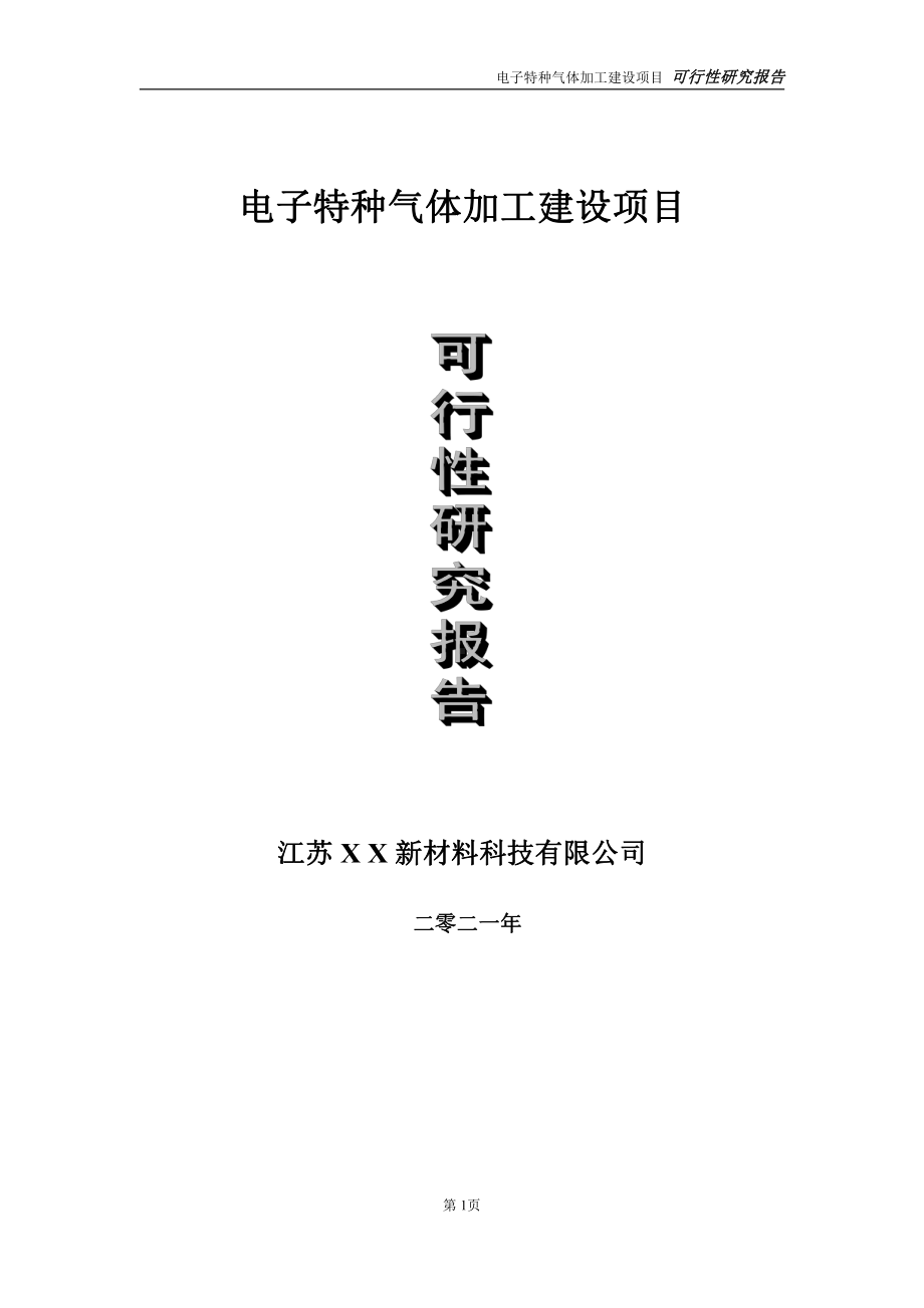 电子特种气体项目可行性研究报告-立项方案.doc_第1页