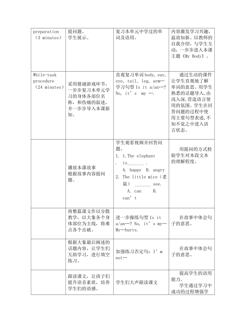 人教版（新起点）三年级上册Unit 2 Mybody-Story Time-教案、教学设计-市级公开课-(配套课件编号：e0375).doc_第3页