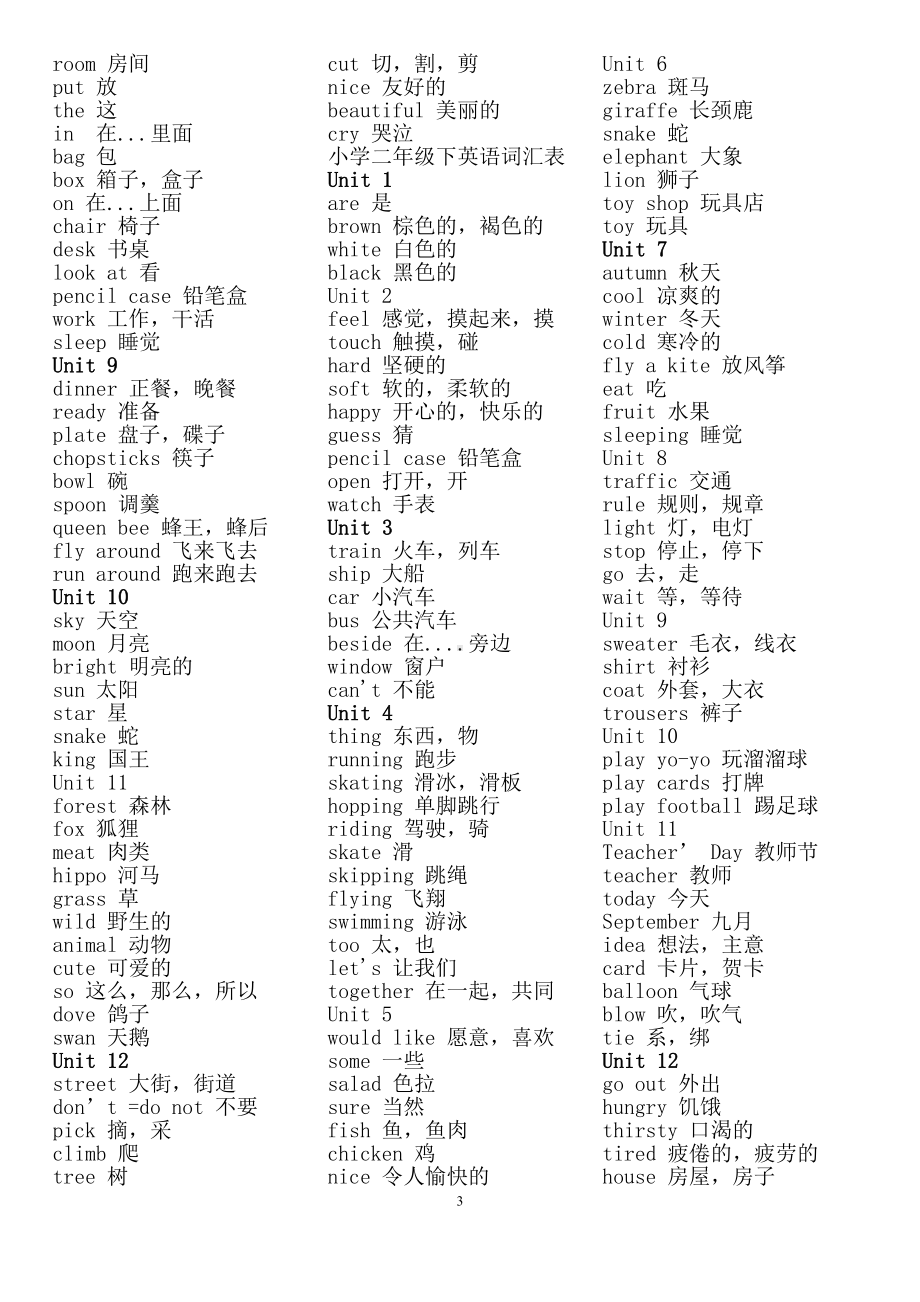 广东版 小学英语单词全集汇总 一到六年级所有学期汇总打印版.pdf_第3页