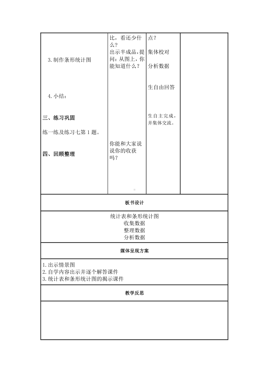 苏教版扬州四年级数学上册第4单元《统计表和条形统计图（一）全部教案( 共6课时).docx_第2页