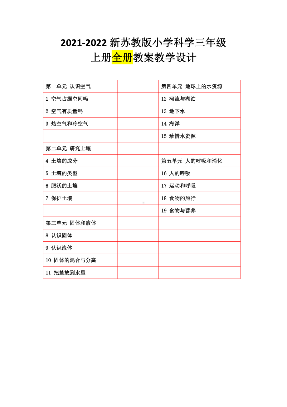 苏教版2021-2022三年级科学上册全册整套教案(集体备课).doc_第1页