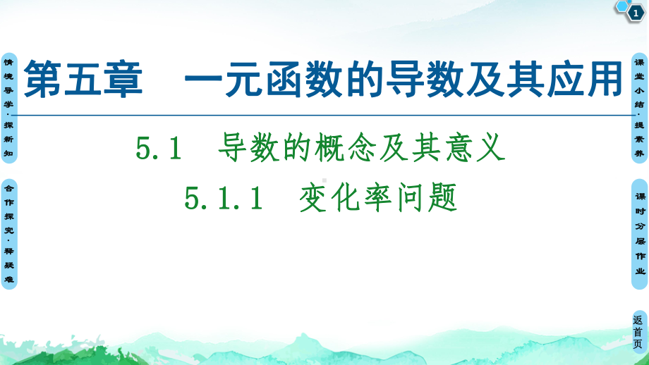 （2021新教材）人教A版高中数学选择性必修第二册第5章 5.15.1.1　变化率问题ppt课件.ppt_第1页