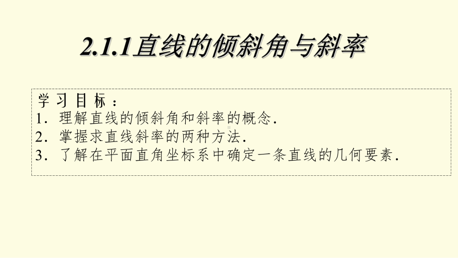 （2021新教材）人教A版高中数学选择性必修第一册2.1.1倾斜角与斜率ppt课件.pptx_第1页