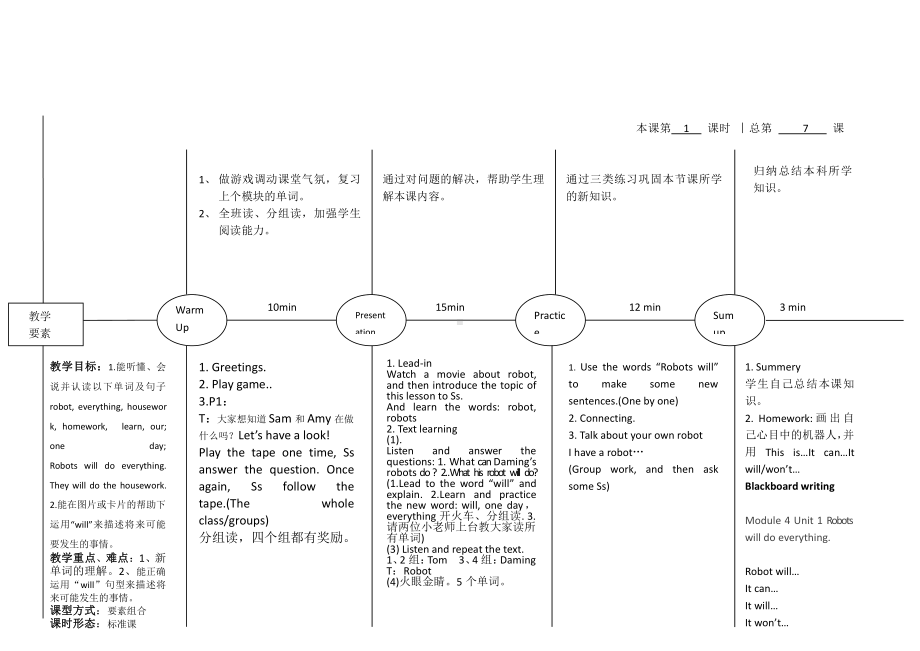 外研版（三起）四下Module 3-Unit 1 Robots will do everything.-教案、教学设计-省级优课-(配套课件编号：90014).docx_第1页