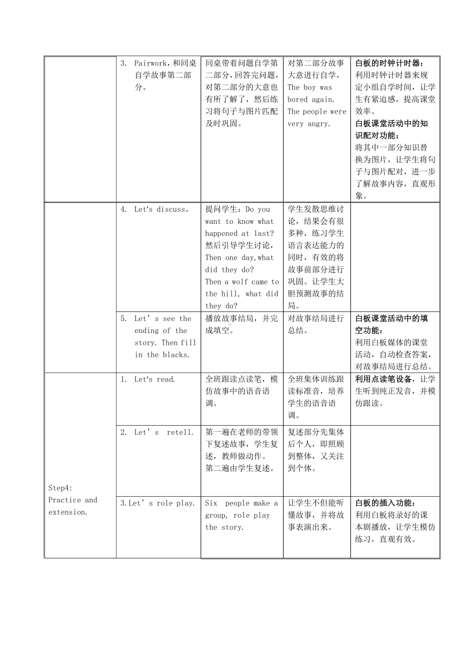 外研版（三起）四下Reading for Pleasure：He shouted,Wolf! Wolf! -教案、教学设计-公开课-(配套课件编号：101ee).docx_第3页