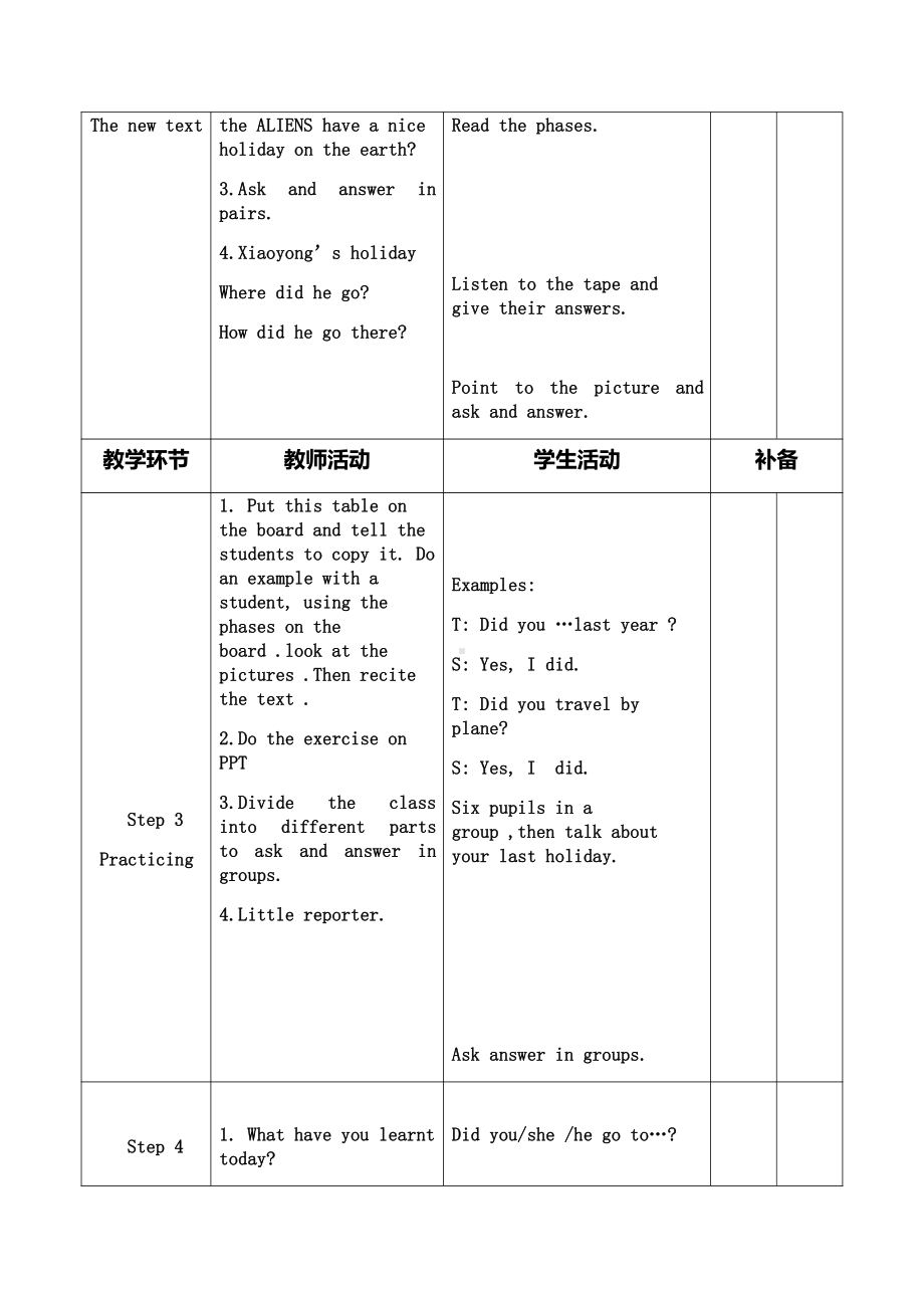 外研版（三起）四下Module 9-Unit 2 Did you have a nice holiday -教案、教学设计-公开课-(配套课件编号：30490).docx_第2页